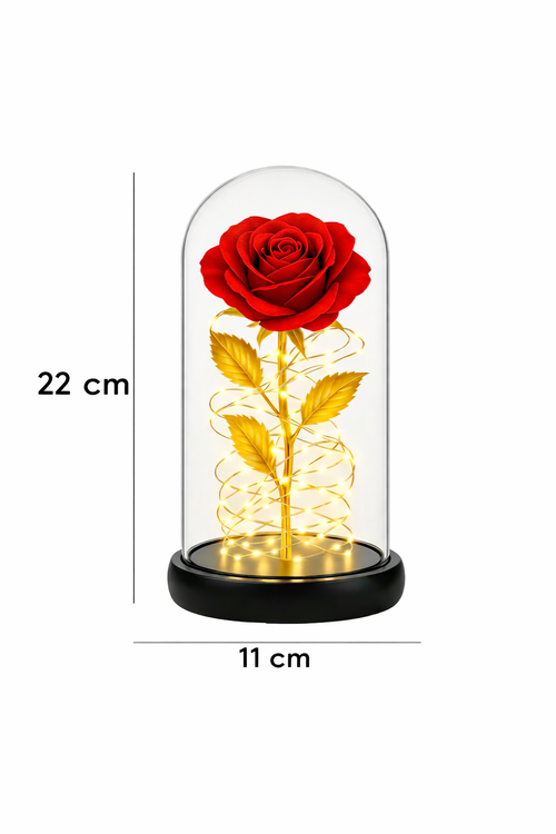 Ewige Rose LED Leuchte – Romantische Kunstblume unter Glas
